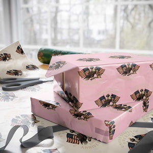 USA 250th Anniversary Wrapping Paper Roll Vintage Eagle US Flag Independence Day 4th July Patriotic TS10 Light Pink Print Your Wear