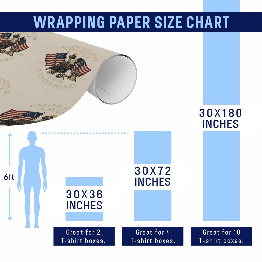 USA 250th Anniversary Wrapping Paper Roll Vintage Eagle US Flag Independence Day 4th July Patriotic TS10 Print Your Wear