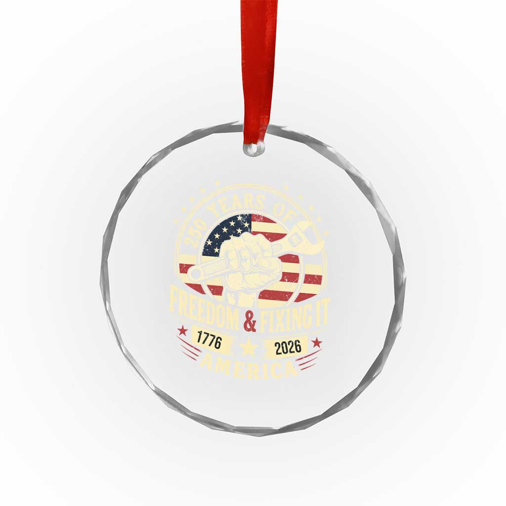 USA 250th Anniversary Patriotic Mechanic Crystal Glass Ornament Freedom And Fixing It TS12 Print Your Wear