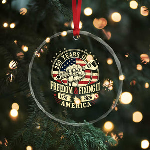 USA 250th Anniversary Patriotic Mechanic Crystal Glass Ornament Freedom And Fixing It TS12 Print Your Wear