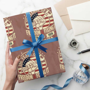 USA 250th Anniversary Patriotic Mechanic Wrapping Paper Roll Freedom And Fixing It TS12 Mocha Print Your Wear
