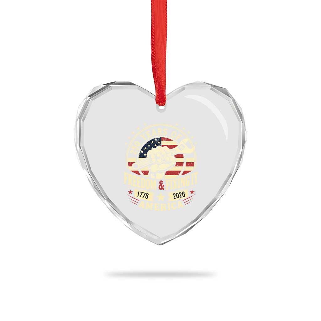 USA 250th Anniversary Patriotic Mechanic Heart Crystal Glass Ornament Freedom And Fixing It TS12 Print Your Wear