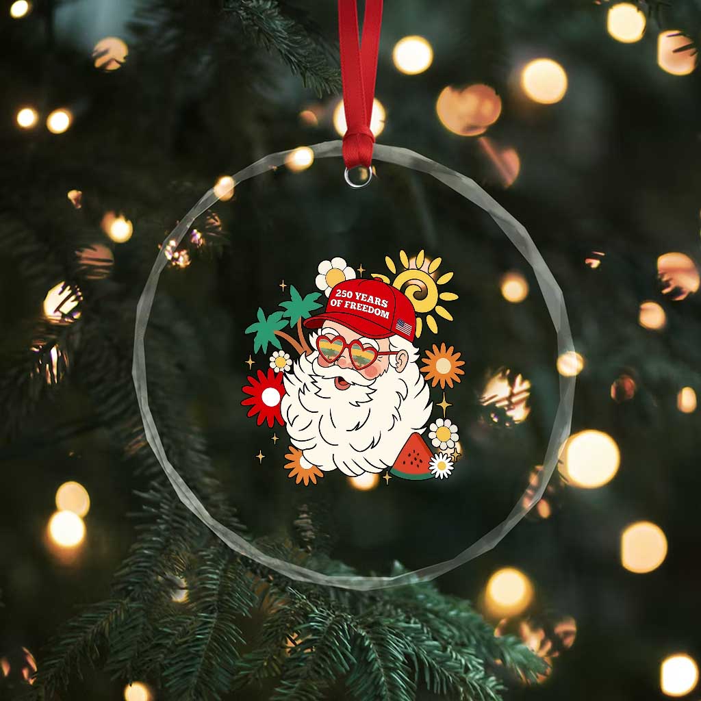 USA 250th Anniversary Santa Christmas In July Crystal Glass Ornament TS14 Print Your Wear
