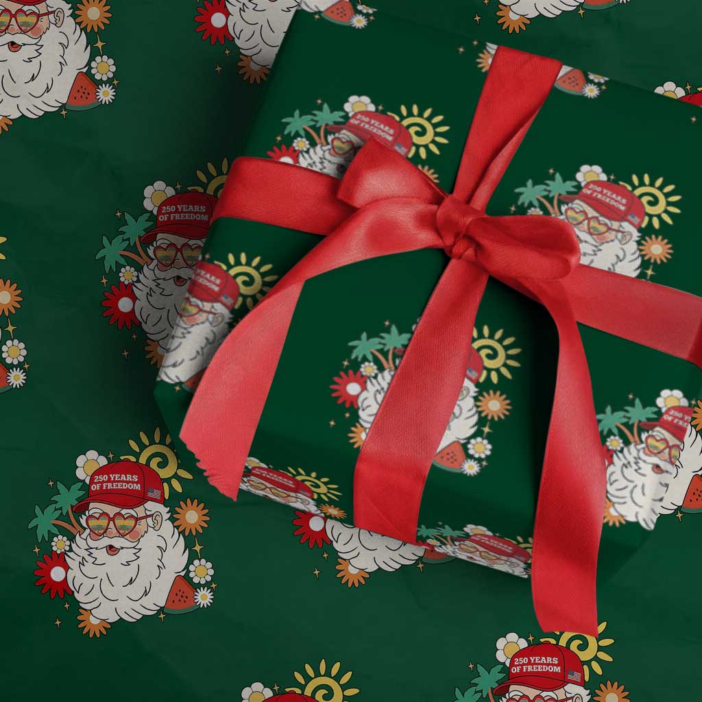 USA 250th Anniversary Santa Christmas In July Wrapping Paper Roll