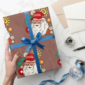 USA 250th Anniversary Santa Christmas In July Wrapping Paper Roll