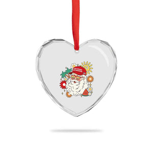 USA 250th Anniversary Santa Christmas In July Heart Crystal Glass Ornament