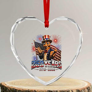 USA 250th Anniversary Tung Tung Sahur Heart Crystal Glass Ornament Funny American Anniversary Celebration