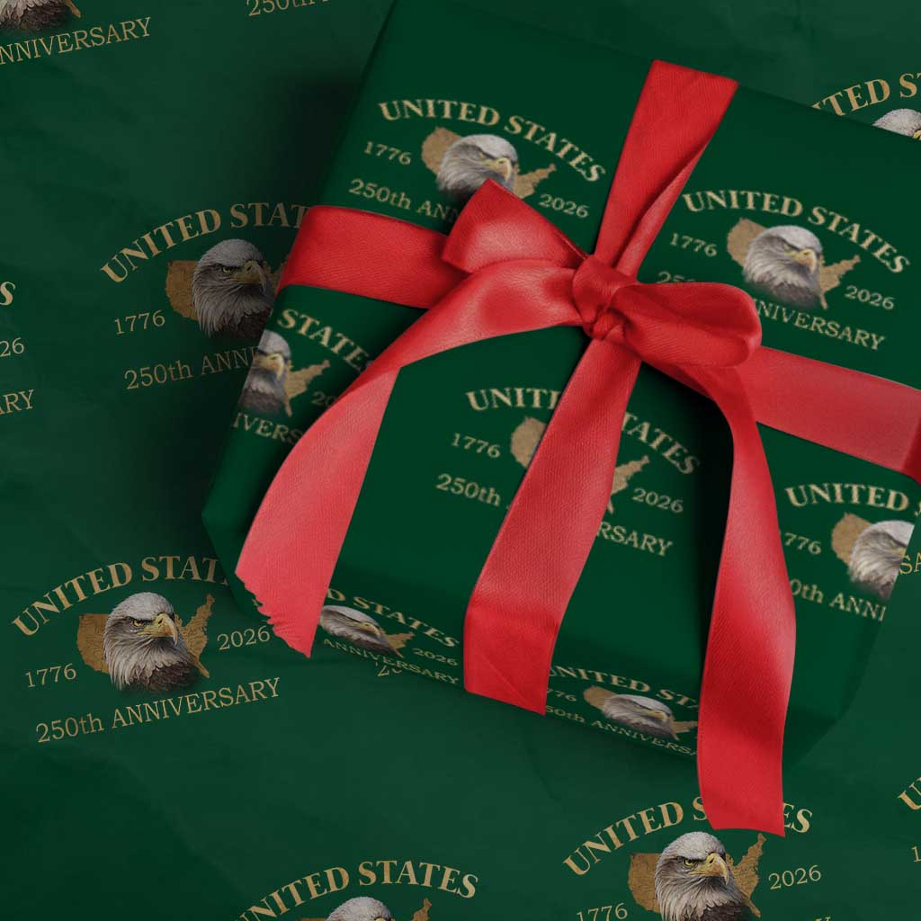 USA 250th Anniversary Wrapping Paper Roll American Map Patriotic 1776-2026 America 250 TS10 Green Print Your Wear