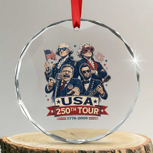 USA 250th Tour 2026 Founding Fathers Rock Concert Crystal Glass Ornament Funny Mount Rushmore Rock Stars Semiquincentennial