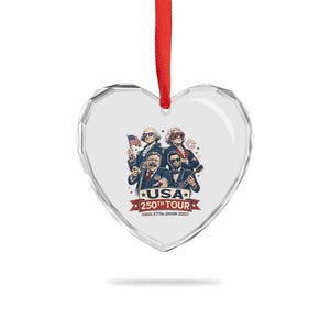 USA 250th Tour 2026 Founding Fathers Rock Concert Heart Crystal Glass Ornament Funny Mount Rushmore Rock Stars Semiquincentennial