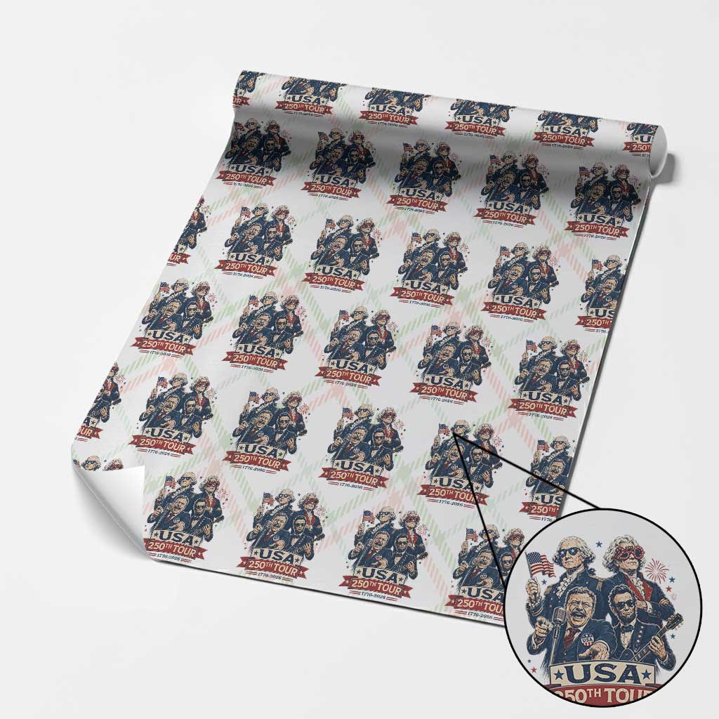 USA 250th Tour 2026 Founding Fathers Rock Concert Wrapping Paper Roll Funny Mount Rushmore Rock Stars Semiquincentennial