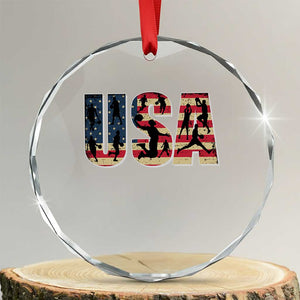 USA American Flag Basketball Crystal Glass Ornament For Sports Enthusiast TS02 Transparent Glass 3'' Circle Print Your Wear