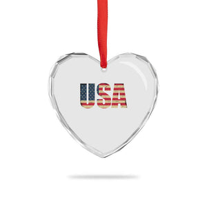 USA American Flag Heart Crystal Glass Ornament Retro Vintage Patriotic TS02 Print Your Wear