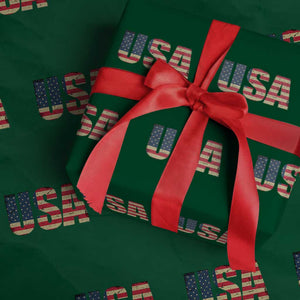 USA American Flag Wrapping Paper Roll Retro Vintage Patriotic TS02 Green Print Your Wear