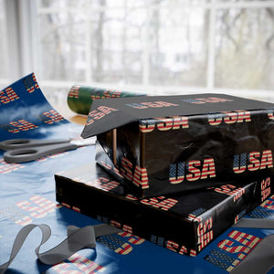 USA American Flag Wrapping Paper Roll Retro Vintage Patriotic TS02 Black Print Your Wear