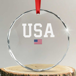 USA Crystal Glass Ornament Patriotic American Flag TS02 Transparent Glass 3'' Circle Print Your Wear