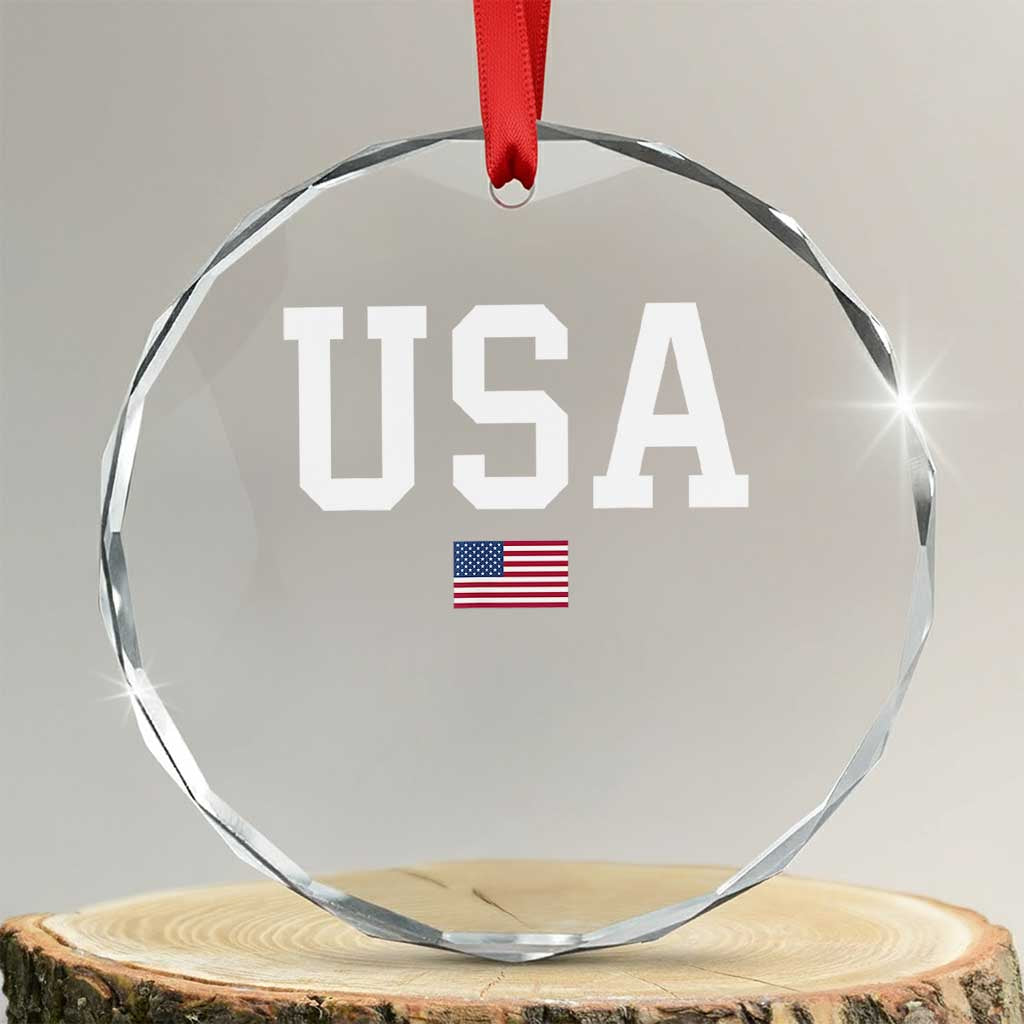 USA Crystal Glass Ornament Patriotic American Flag TS02 Transparent Glass 3'' Circle Print Your Wear