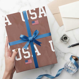USA Wrapping Paper Roll Patriotic American Flag TS02 Mocha Print Your Wear