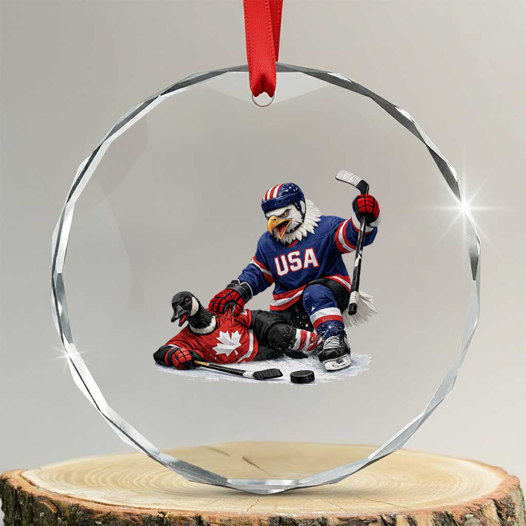 USA Eagle Vs Canada Loon Rivalry Graphic Crystal Glass Ornament Funny Sports Fan Ice Hockey Game Day Supporter TS02 Transparent Glass 3'' Circle Print Your Wear