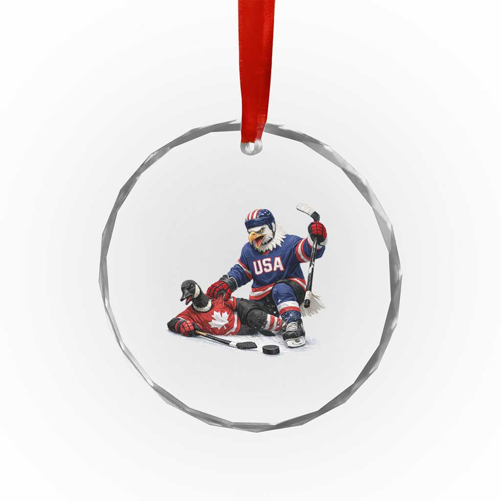 USA Eagle Vs Canada Loon Rivalry Graphic Crystal Glass Ornament Funny Sports Fan Ice Hockey Game Day Supporter TS02 Print Your Wear
