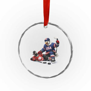 USA Eagle Vs Canada Loon Rivalry Graphic Crystal Glass Ornament Funny Sports Fan Ice Hockey Game Day Supporter TS02 Print Your Wear