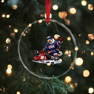 USA Eagle Vs Canada Loon Rivalry Graphic Crystal Glass Ornament Funny Sports Fan Ice Hockey Game Day Supporter TS02 Print Your Wear