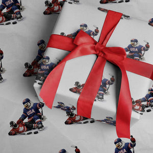 USA Eagle Vs Canada Loon Rivalry Graphic Wrapping Paper Roll Funny Sports Fan Ice Hockey Game Day Supporter TS02 White Print Your Wear