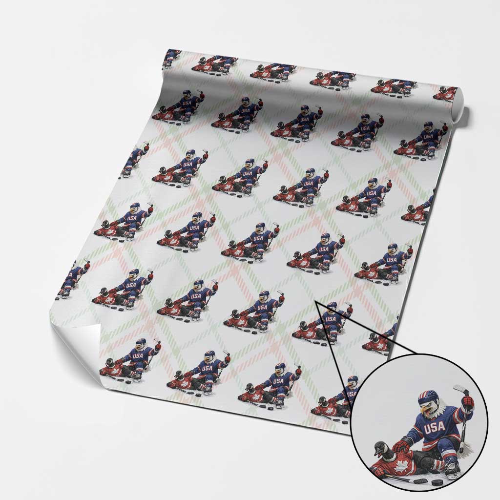 USA Eagle Vs Canada Loon Rivalry Graphic Wrapping Paper Roll Funny Sports Fan Ice Hockey Game Day Supporter TS02 Christmas Plaid Print Your Wear