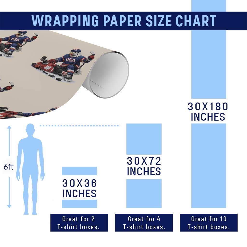 USA Eagle Vs Canada Loon Rivalry Graphic Wrapping Paper Roll Funny Sports Fan Ice Hockey Game Day Supporter TS02 Print Your Wear
