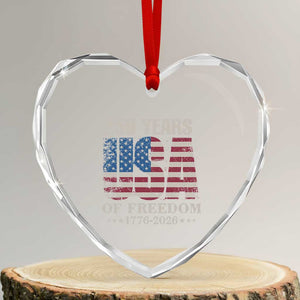 USA Flag 250 Years of Freedom Heart Crystal Glass Ornament Vintage Patriotic 1776 to 2026 Semiquincentennial TS02 Transparent Glass 3'' Heart Print Your Wear