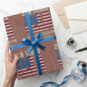 USA Flag 250 Years of Freedom Wrapping Paper Roll Vintage Patriotic 1776 to 2026 Semiquincentennial TS02 Mocha Print Your Wear