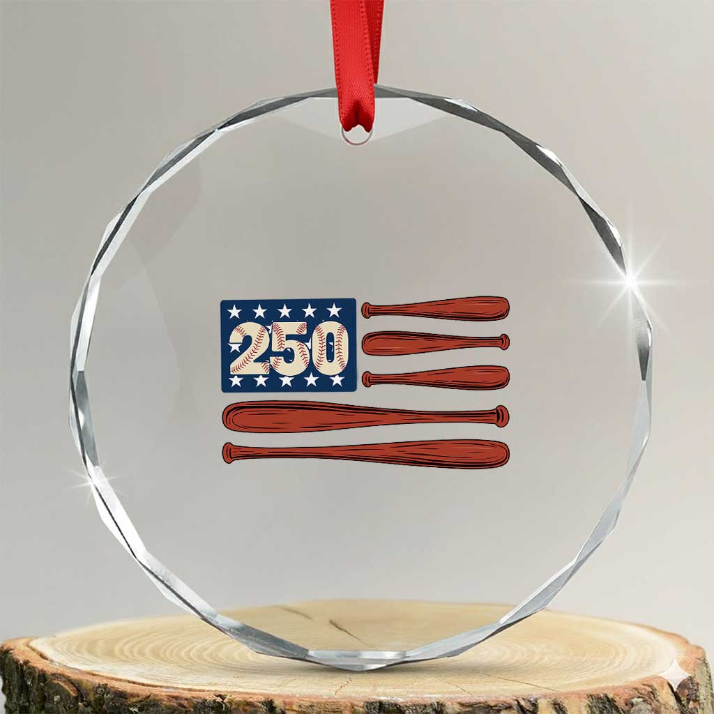 USA Flag Baseball Crystal Glass Ornament America 250th Anniversary Gift TS12 Transparent Glass 3'' Circle Print Your Wear