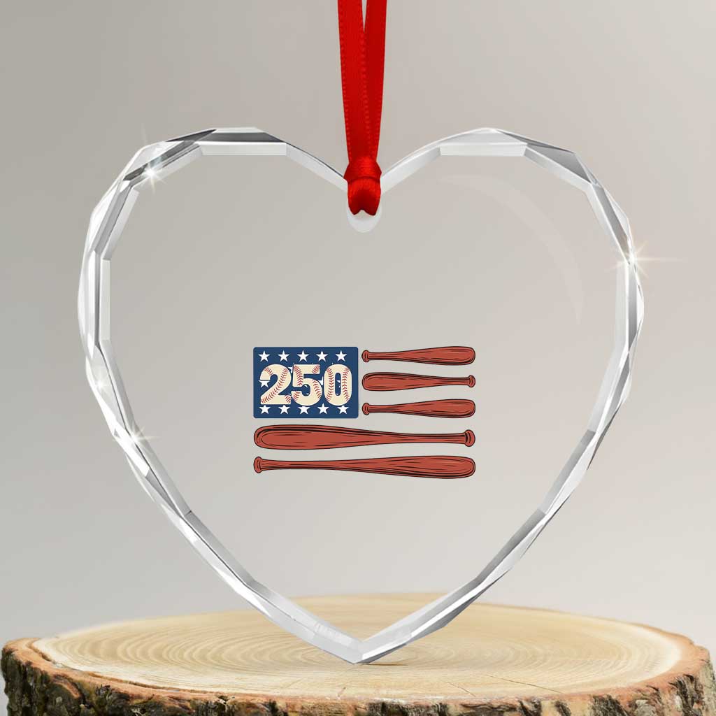 USA Flag Baseball Heart Crystal Glass Ornament America 250th Anniversary Gift TS12 Transparent Glass 3'' Heart Print Your Wear