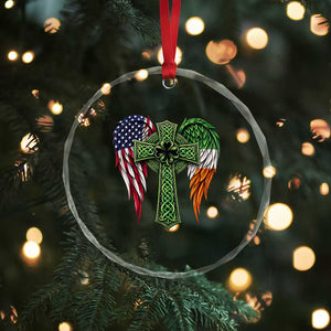 USA Flag Celtic Cross Irish American Crystal Glass Ornament St Patricks Day Gift TS12 Print Your Wear
