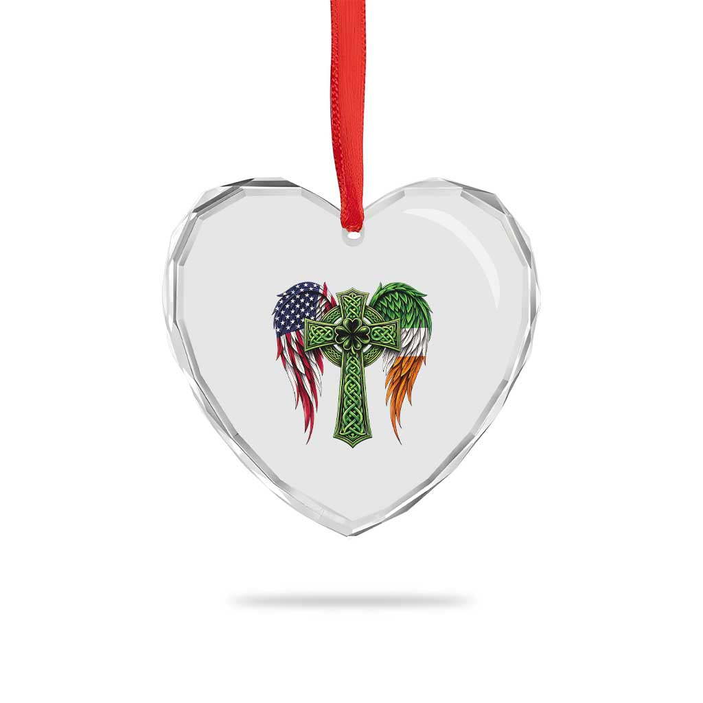 USA Flag Celtic Cross Irish American Heart Crystal Glass Ornament St Patricks Day Gift TS12 Print Your Wear