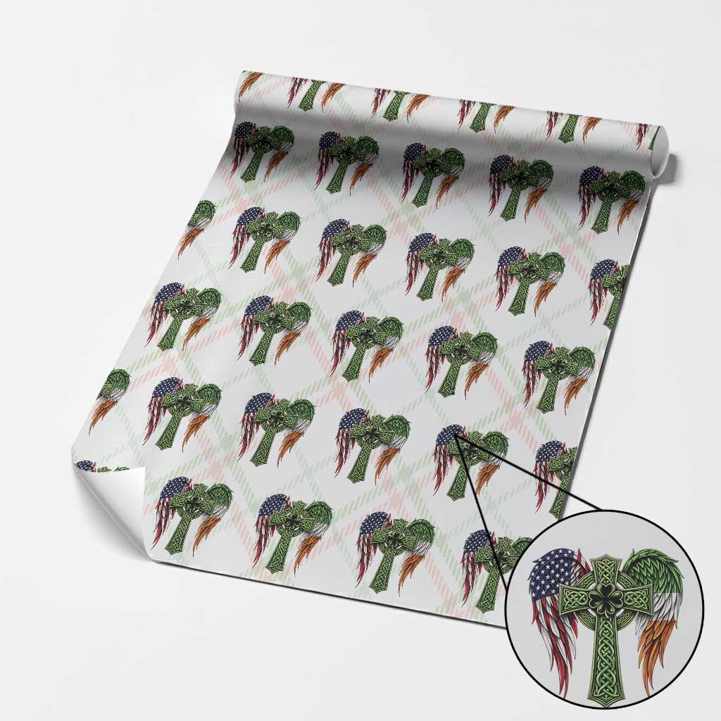 USA Flag Celtic Cross Irish American Wrapping Paper Roll St Patricks Day Gift TS12 Christmas Plaid Print Your Wear