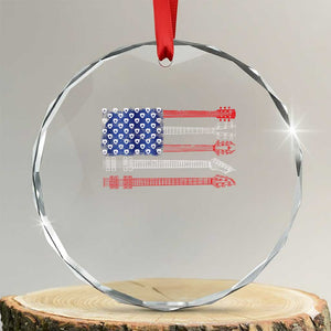 USA Flag Guitar Player Crystal Glass Ornament 4th of July Musician Guitarist TS10 Transparent Glass 3'' Circle Print Your Wear