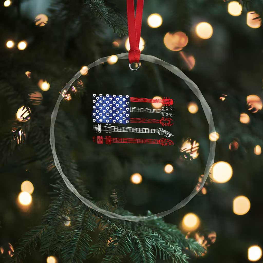 USA Flag Guitar Player Crystal Glass Ornament 4th of July Musician Guitarist TS10 Print Your Wear