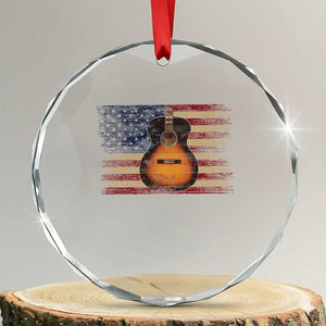 USA Flag Guitar Player Crystal Glass Ornament Retro 4th of July Musician Guitarist TS10 Transparent Glass 3'' Circle Print Your Wear