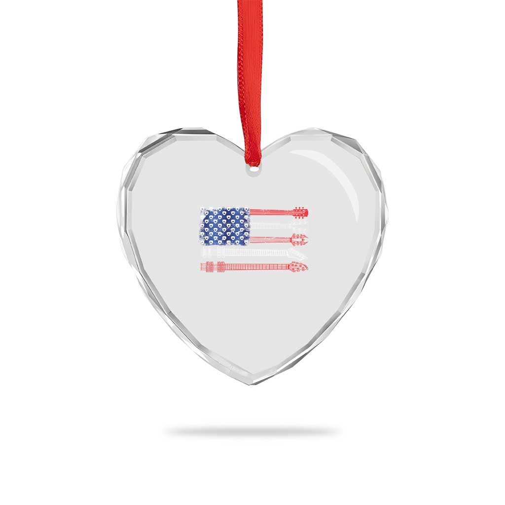 USA Flag Guitar Player Heart Crystal Glass Ornament 4th of July Musician Guitarist TS10 Print Your Wear