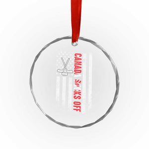 USA Flag Hockey Crystal Glass Ornament Funny Canada Sucks US EH American Flag - Print Your Wear