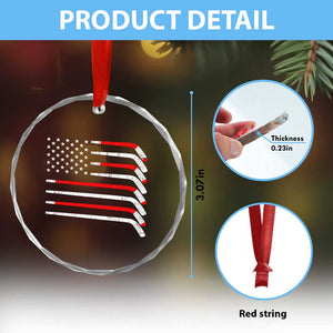 USA Flag Hockey Crystal Glass Ornament Patriotic Hockey Stick American Flags TS02 Print Your Wear