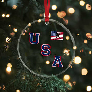 USA Flag Hockey Crystal Glass Ornament Patriotic Ice Hockey Team Fan Vintage Throwback TS02 Print Your Wear