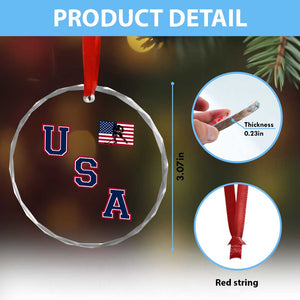 USA Flag Hockey Crystal Glass Ornament Patriotic Ice Hockey Team Fan Vintage Throwback TS02 Print Your Wear