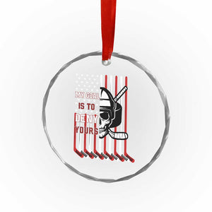 USA Flag Hockey Crystal Glass Ornament Skull Player My Goal Is To Deny Yours TS02 Print Your Wear