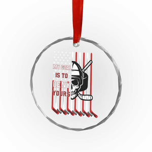 USA Flag Hockey Crystal Glass Ornament Skull Player My Goal Is To Deny Yours TS02 Print Your Wear