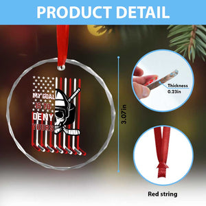 USA Flag Hockey Crystal Glass Ornament Skull Player My Goal Is To Deny Yours TS02 Print Your Wear