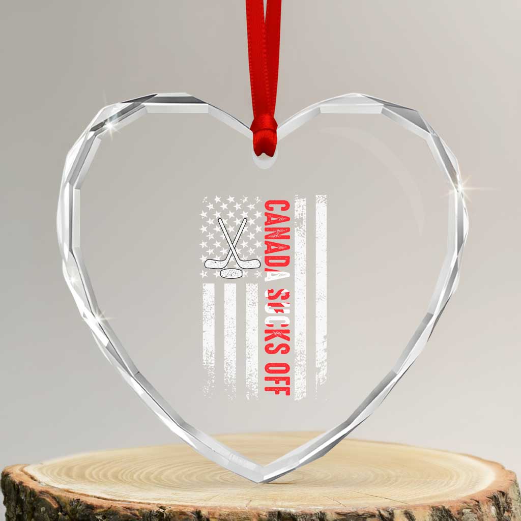 USA Flag Hockey Heart Crystal Glass Ornament Funny Canada Sucks US EH American Flag TS02 Transparent Glass 3'' Heart Print Your Wear