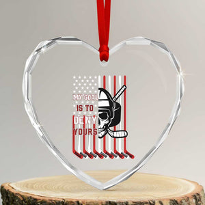 USA Flag Hockey Heart Crystal Glass Ornament Skull Player My Goal Is To Deny Yours TS02 Transparent Glass 3'' Heart Print Your Wear