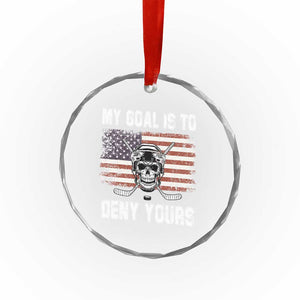 USA Flag Hockey Skull Crystal Glass Ornament My Goal Is To Deny Yours TS02 Print Your Wear